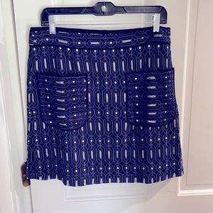 Ann Taylor loft blue and silver mini skirt size 8